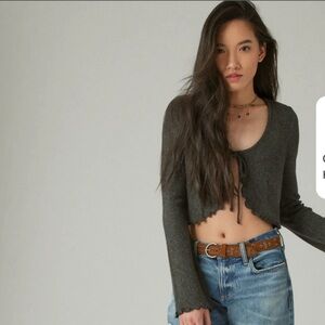 NWT Cloud Rib Tie Top in Charcoal Heather